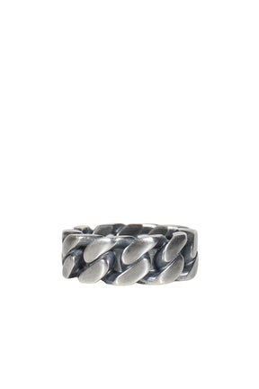 MINIMAL LOGO CURB RING / ARGENTO BRUNITO 