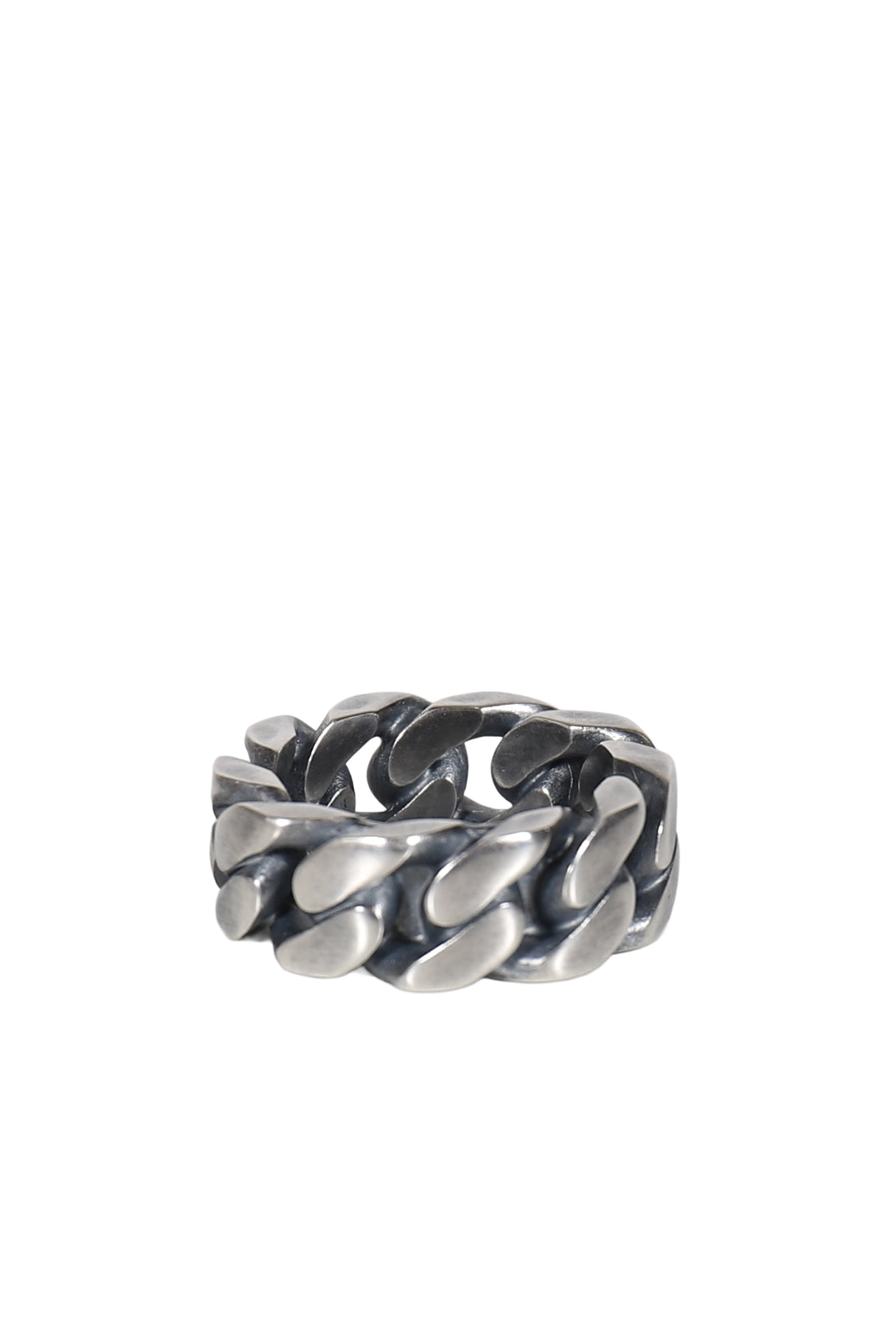 MINIMAL LOGO CURB RING / ARGENTO BRUNITO 