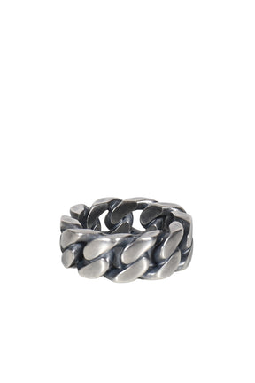 MINIMAL LOGO CURB RING / ARGENTO BRUNITO 