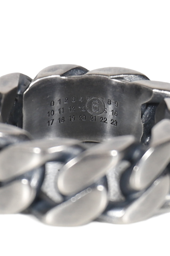 MINIMAL LOGO CURB RING / ARGENTO BRUNITO 