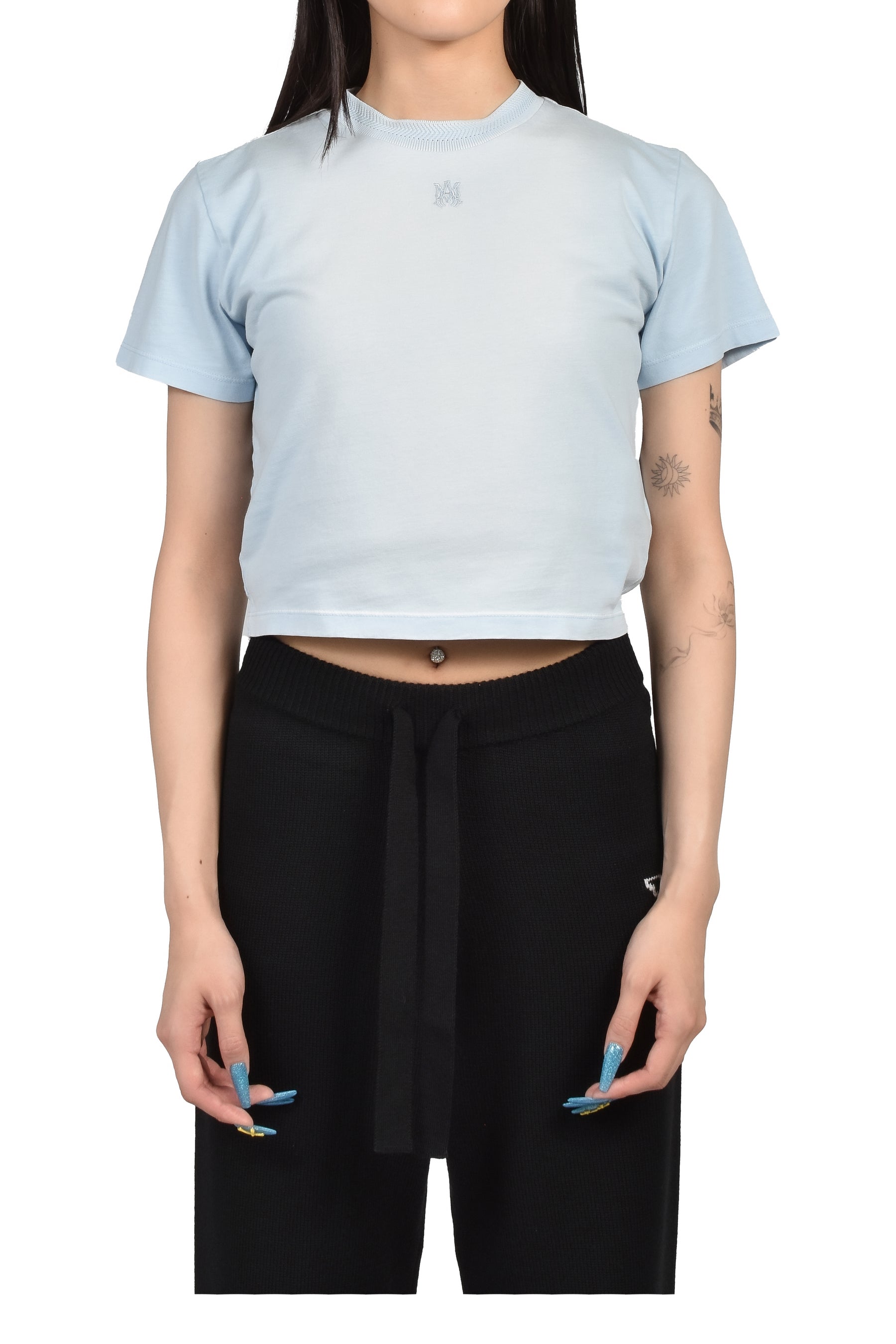 MA EMB GD BABY SS TEE / SKYLINE BLU
