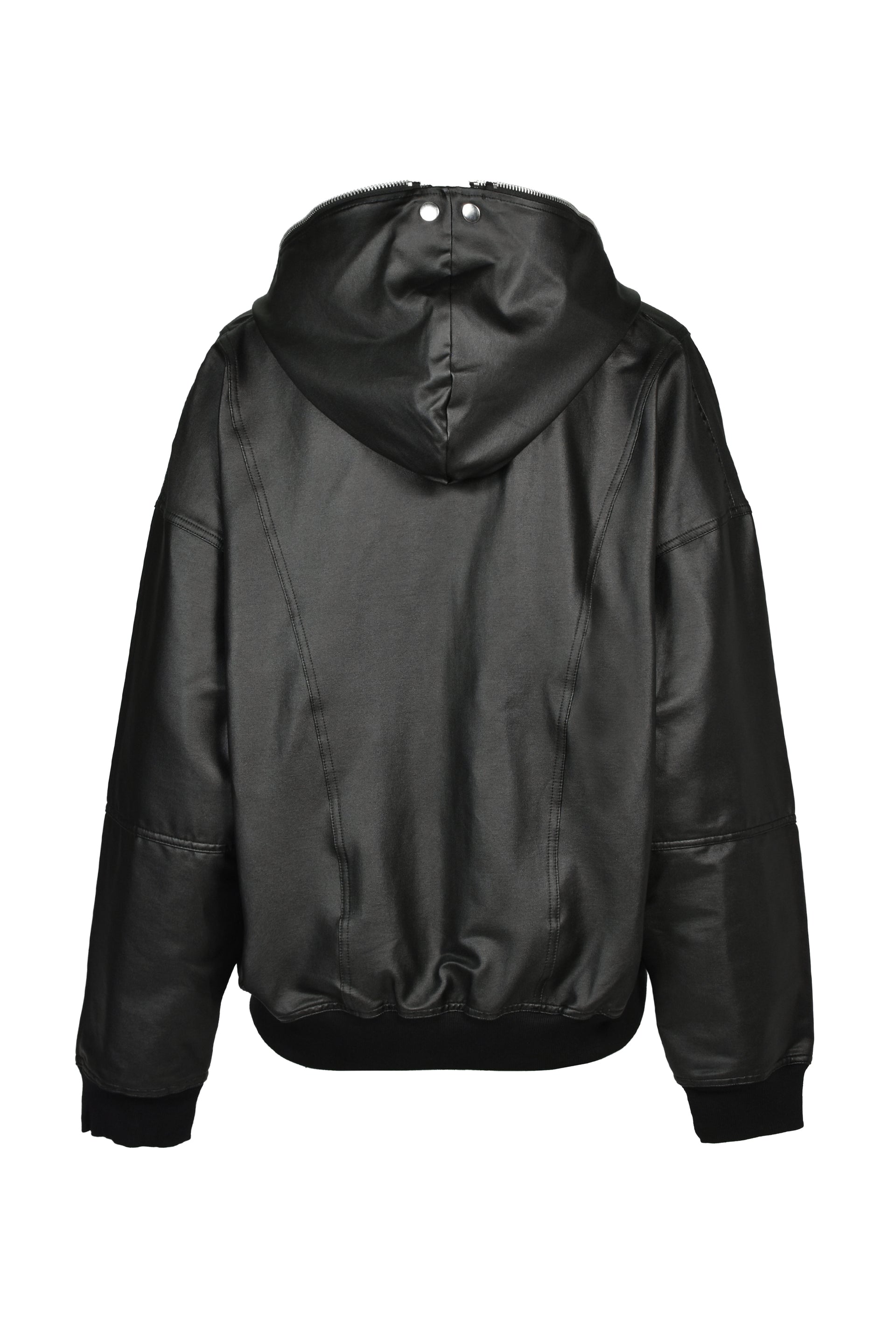 COATING DOUBLE LAYERED ZIP HOODIE / BLK