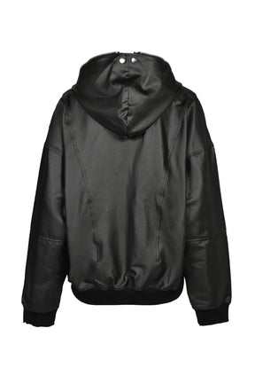 COATING DOUBLE LAYERED ZIP HOODIE / BLK