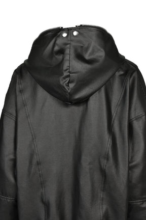 COATING DOUBLE LAYERED ZIP HOODIE / BLK