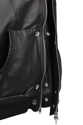 COATING DOUBLE LAYERED ZIP HOODIE / BLK