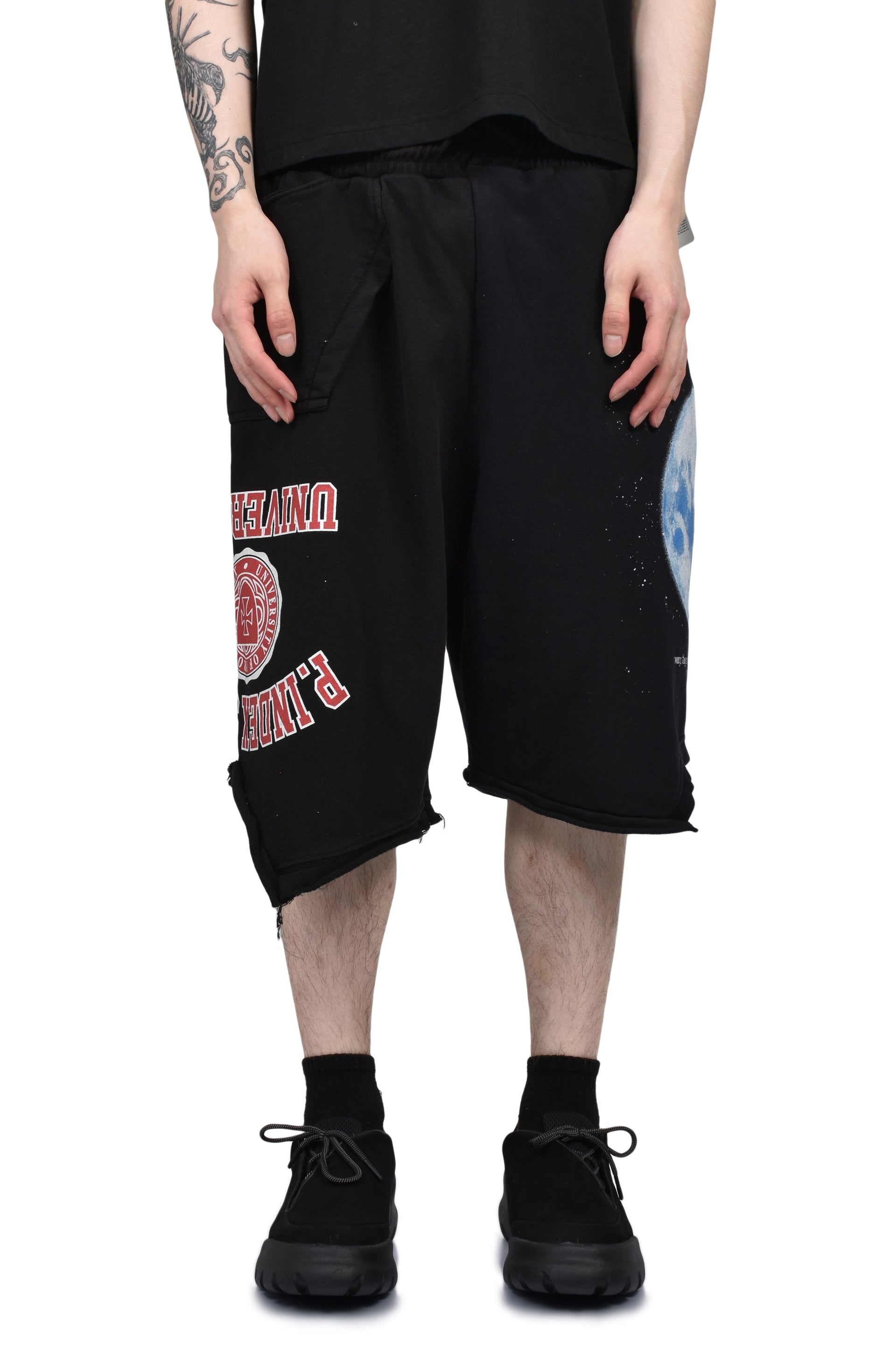 RECONSTRUCTED SWEAT SHORTS / BLK