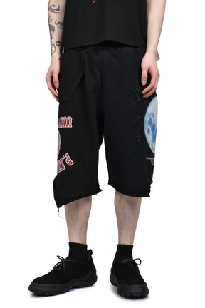 RECONSTRUCTED SWEAT SHORTS / BLK