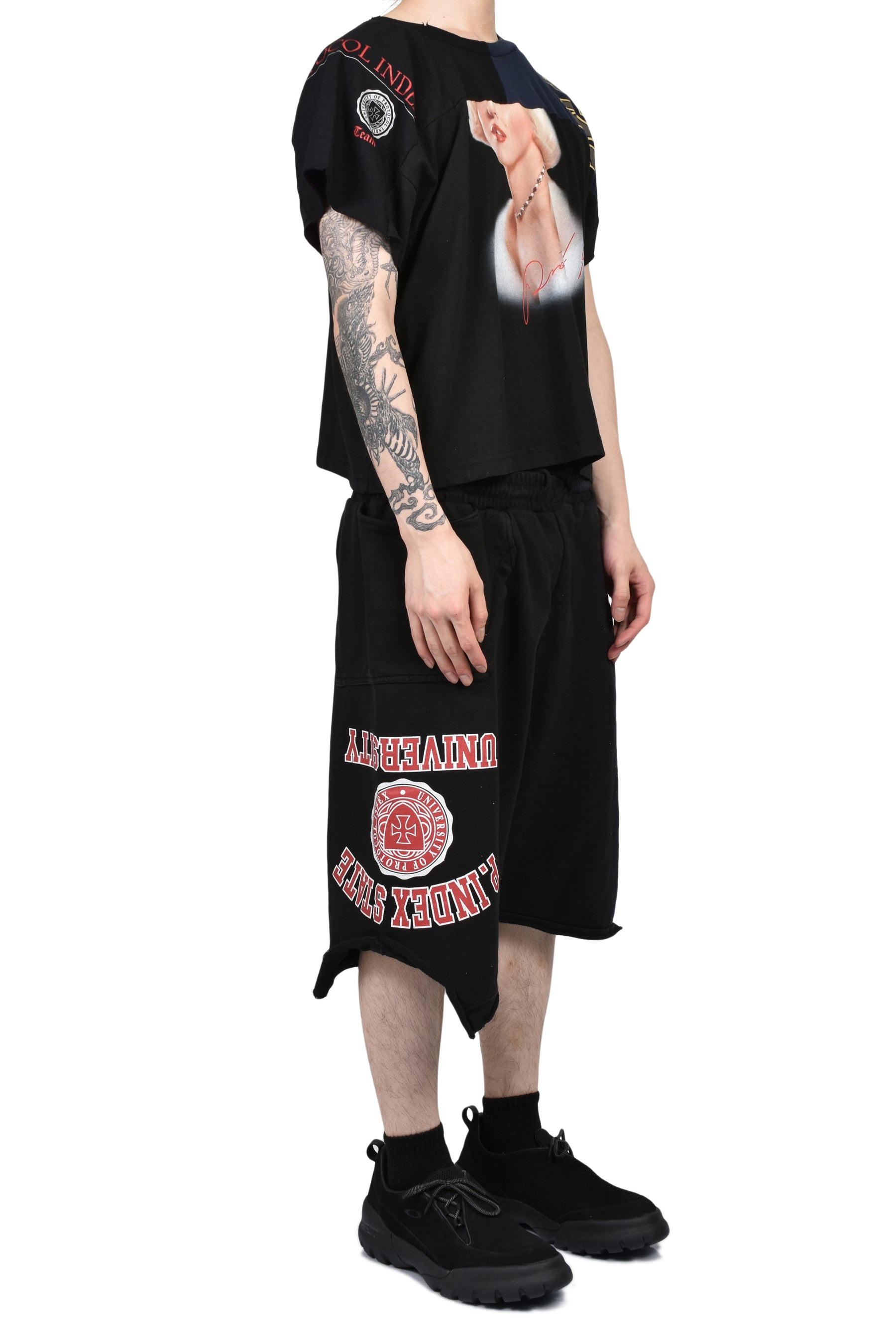 RECONSTRUCTED SWEAT SHORTS / BLK