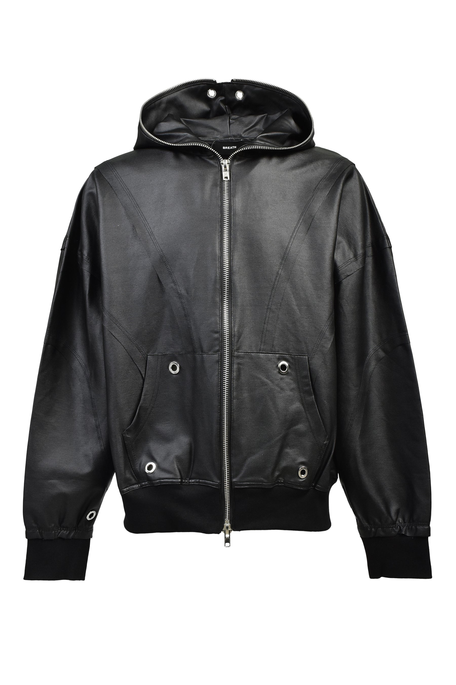 COATING ZIP UP HOODIE TYPE-2 / BLK