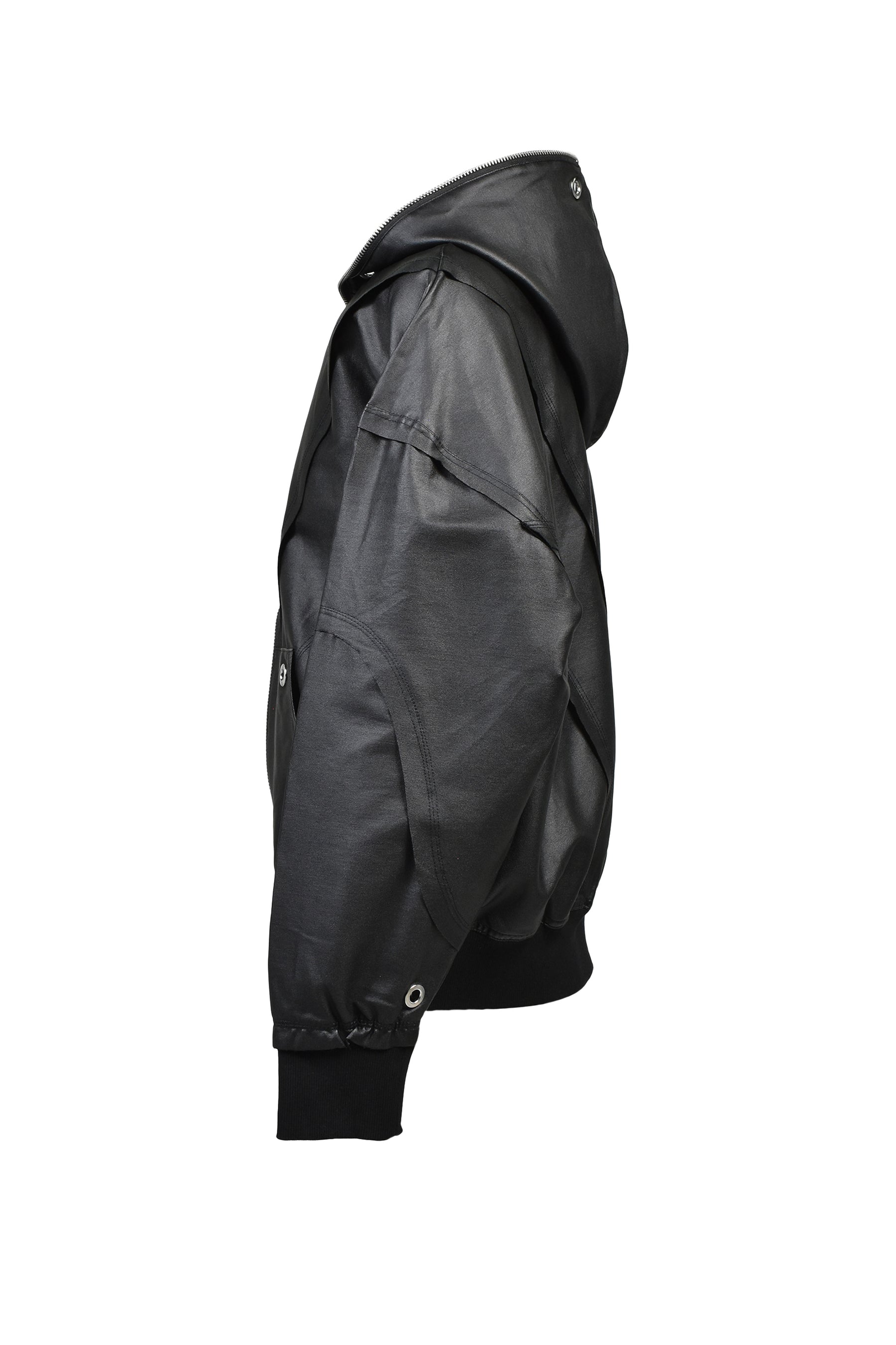 COATING ZIP UP HOODIE TYPE-2 / BLK