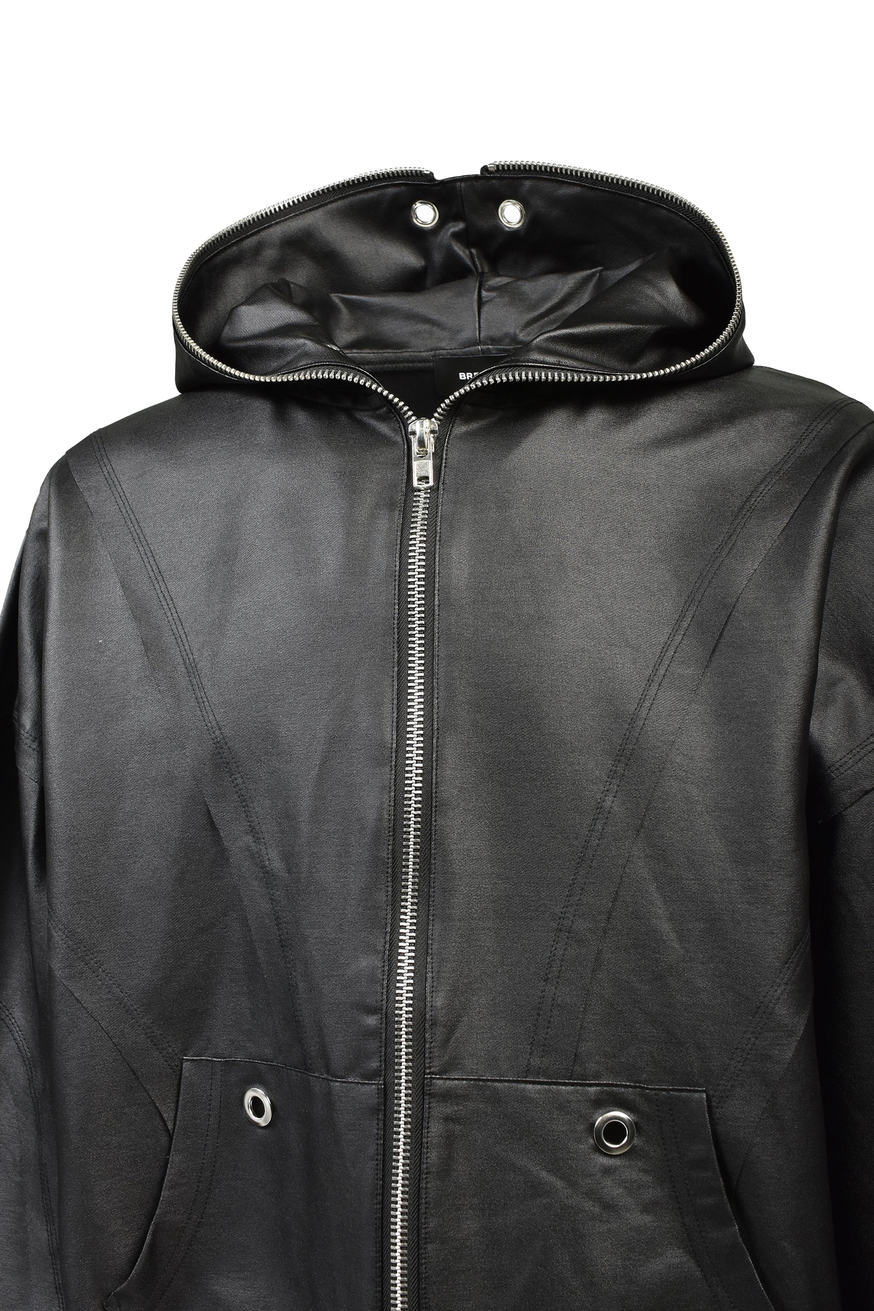 COATING ZIP UP HOODIE TYPE-2 / BLK