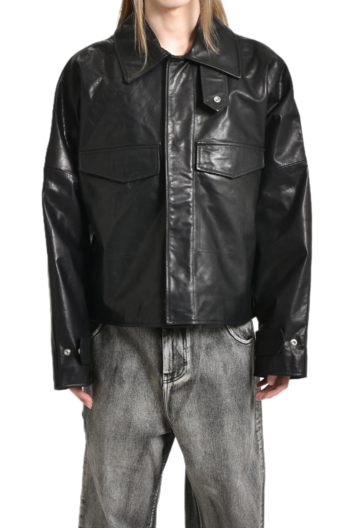 CACHE LEATHER JACKET / BLK