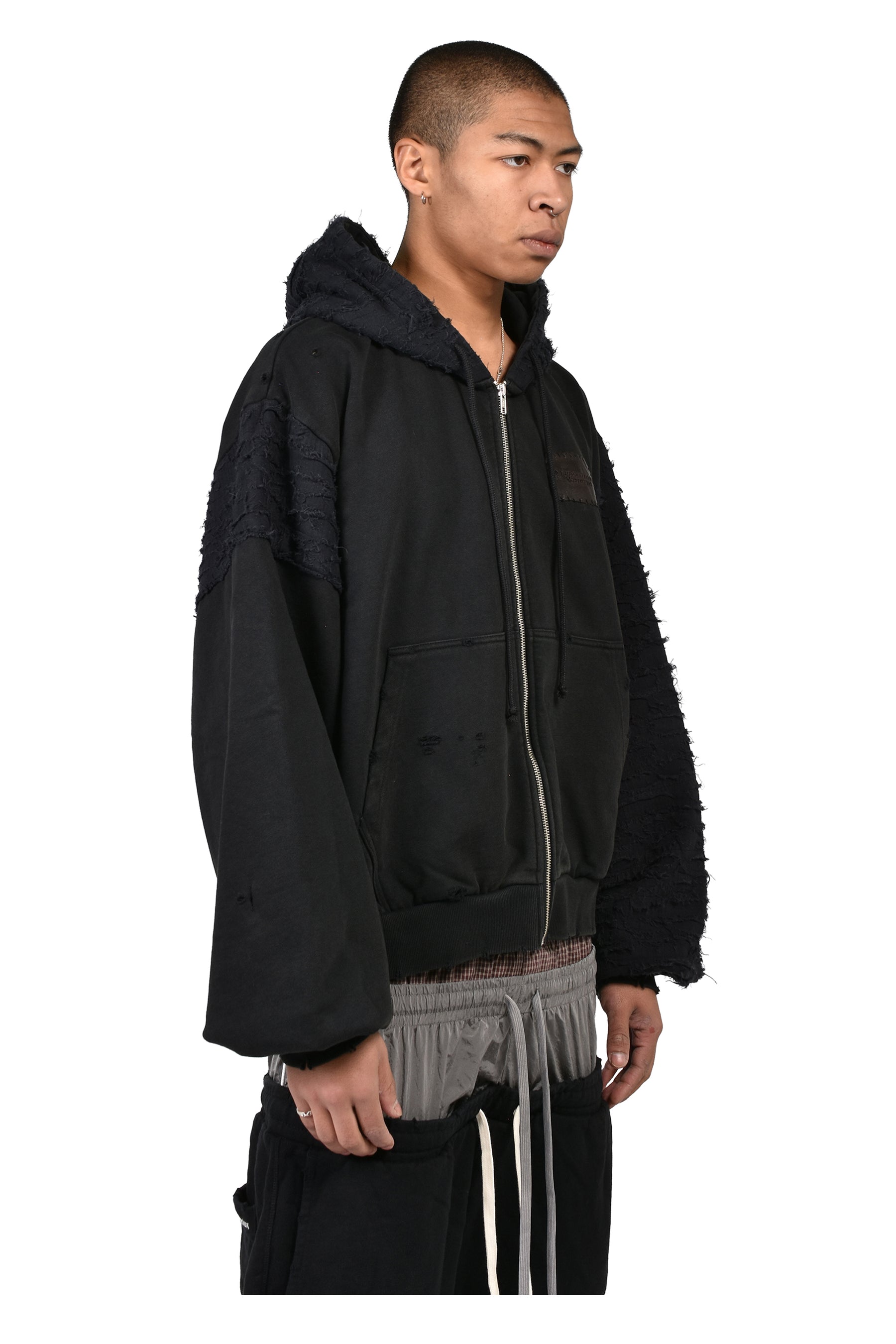 BORO ZIP HOODIE / BLK