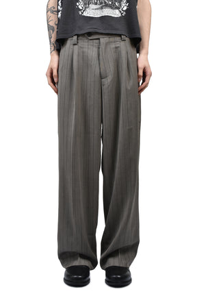 CARROT LEG TROUSERS / GREIGE PINSTRIPE