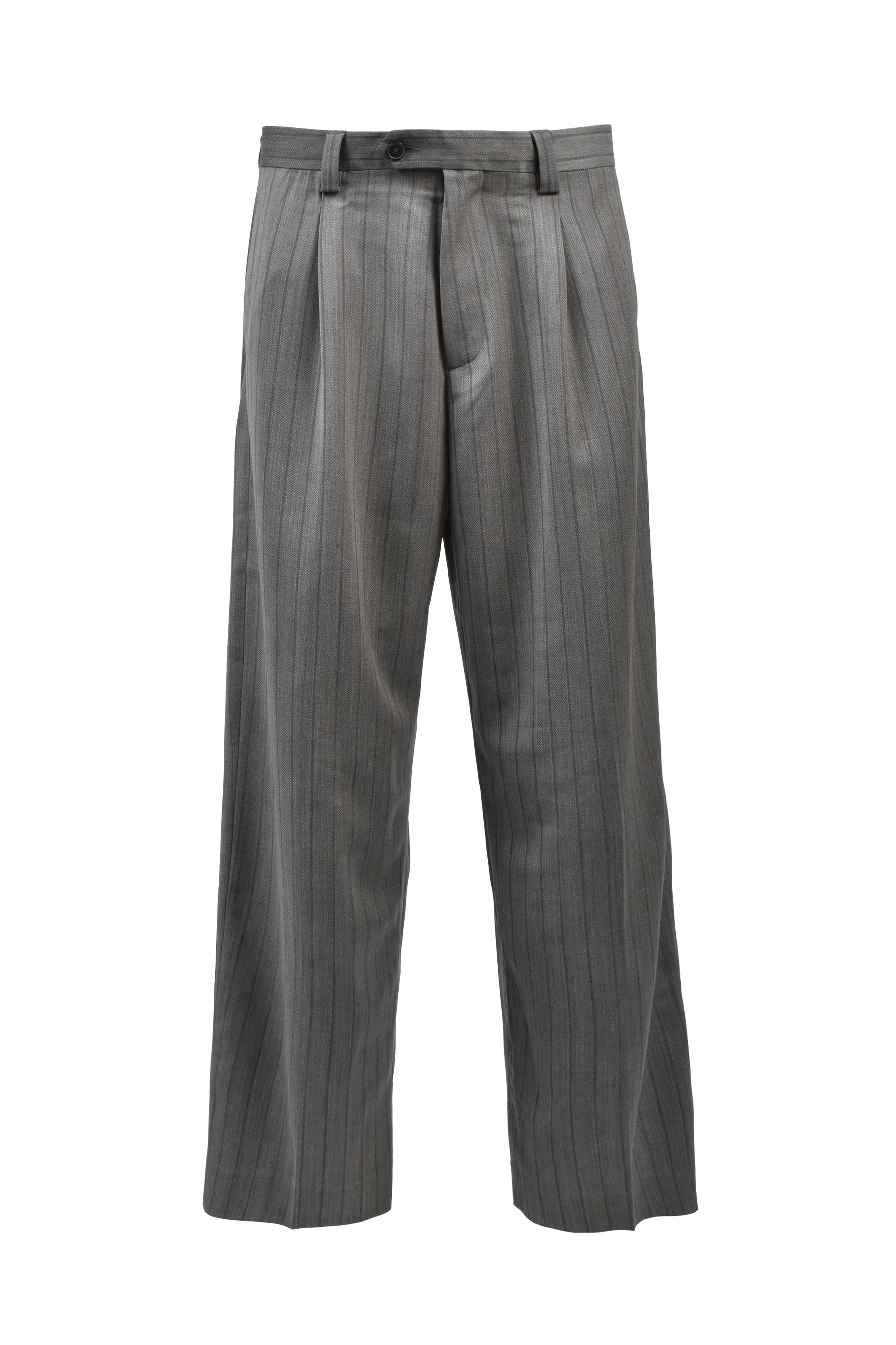 CARROT LEG TROUSERS / GREIGE PINSTRIPE