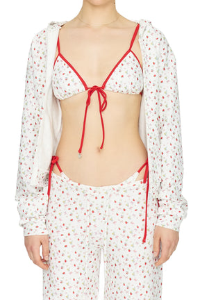 LAZY SUNDAY TERRY ZIP UP / STRAWBERRY BOW 