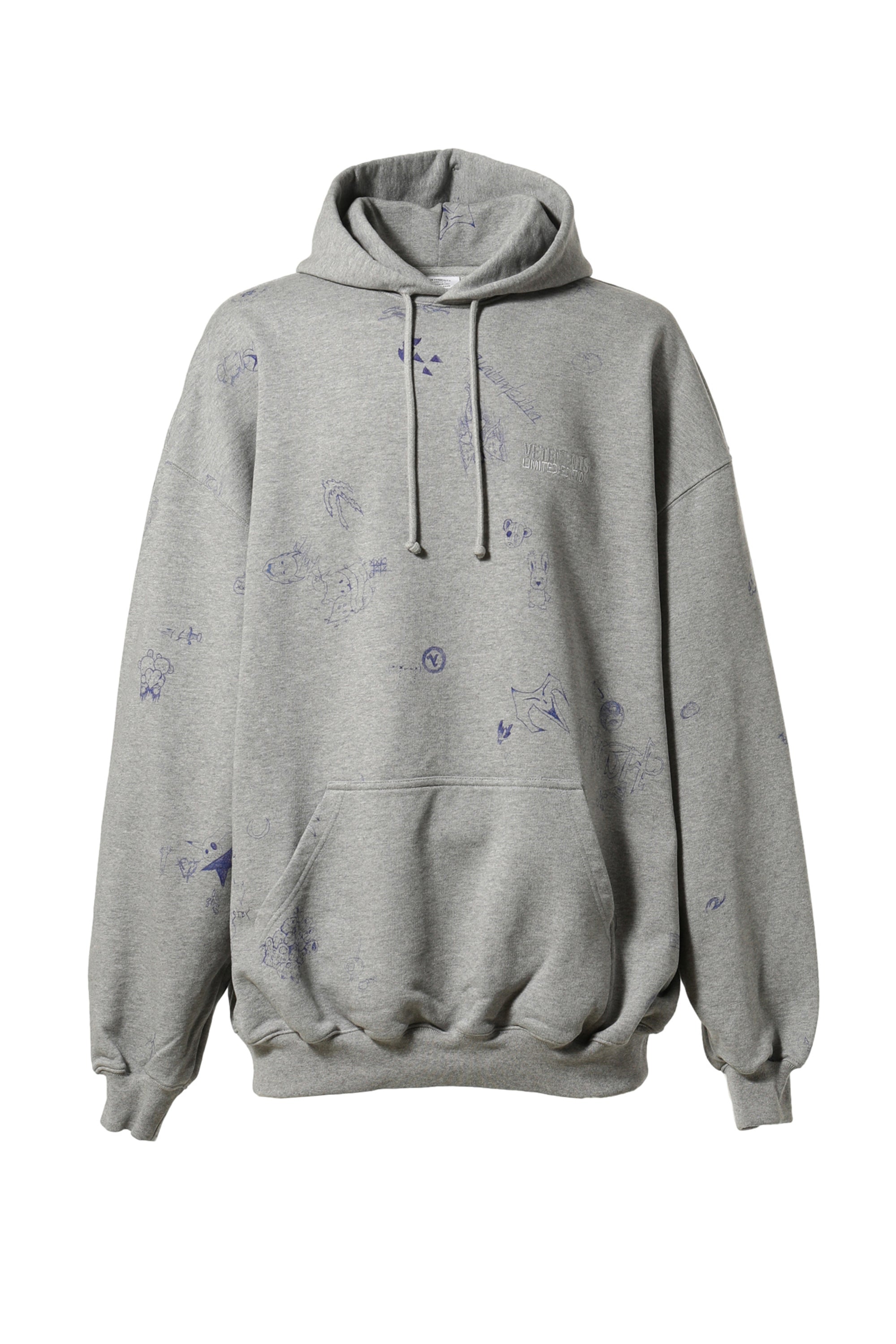 VETEMENTS ヴェトモンFW23 SCRIBBLED HOODIE / GRY MELANGE -NUBIAN