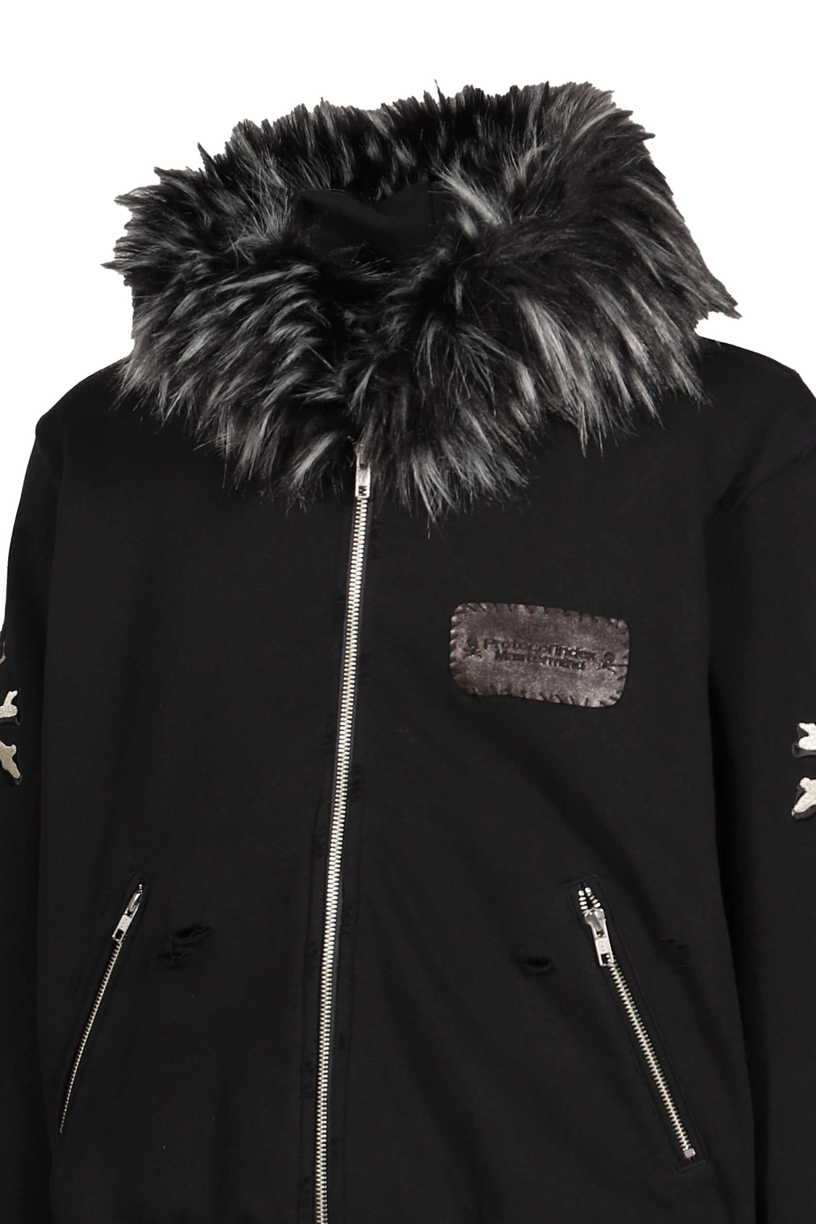 FUR ZIP HOODIE / BLK