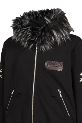 FUR ZIP HOODIE / BLK