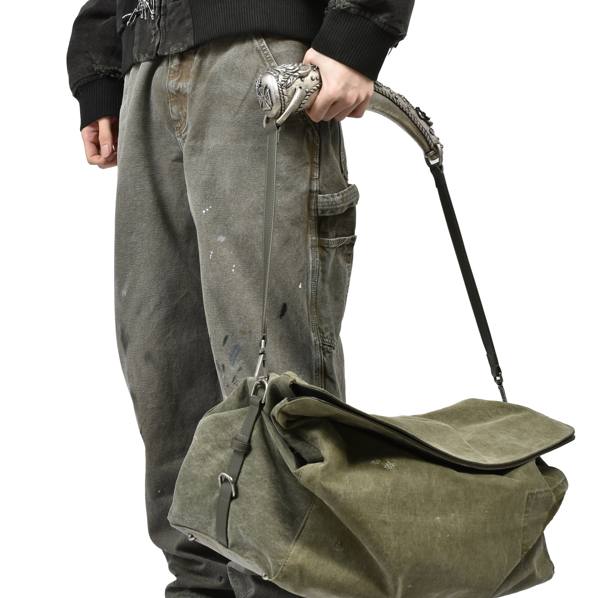 ENFANTS RICHES DÉPRIMÉS FW25 ROSE HANDLE WEEKEND BAG / VINTAGE OLV