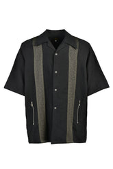 TRACK S/S OPEN COLLAR SHIRT - COTTON LINEN ( 20TH EXCLUSIVE) / BLK