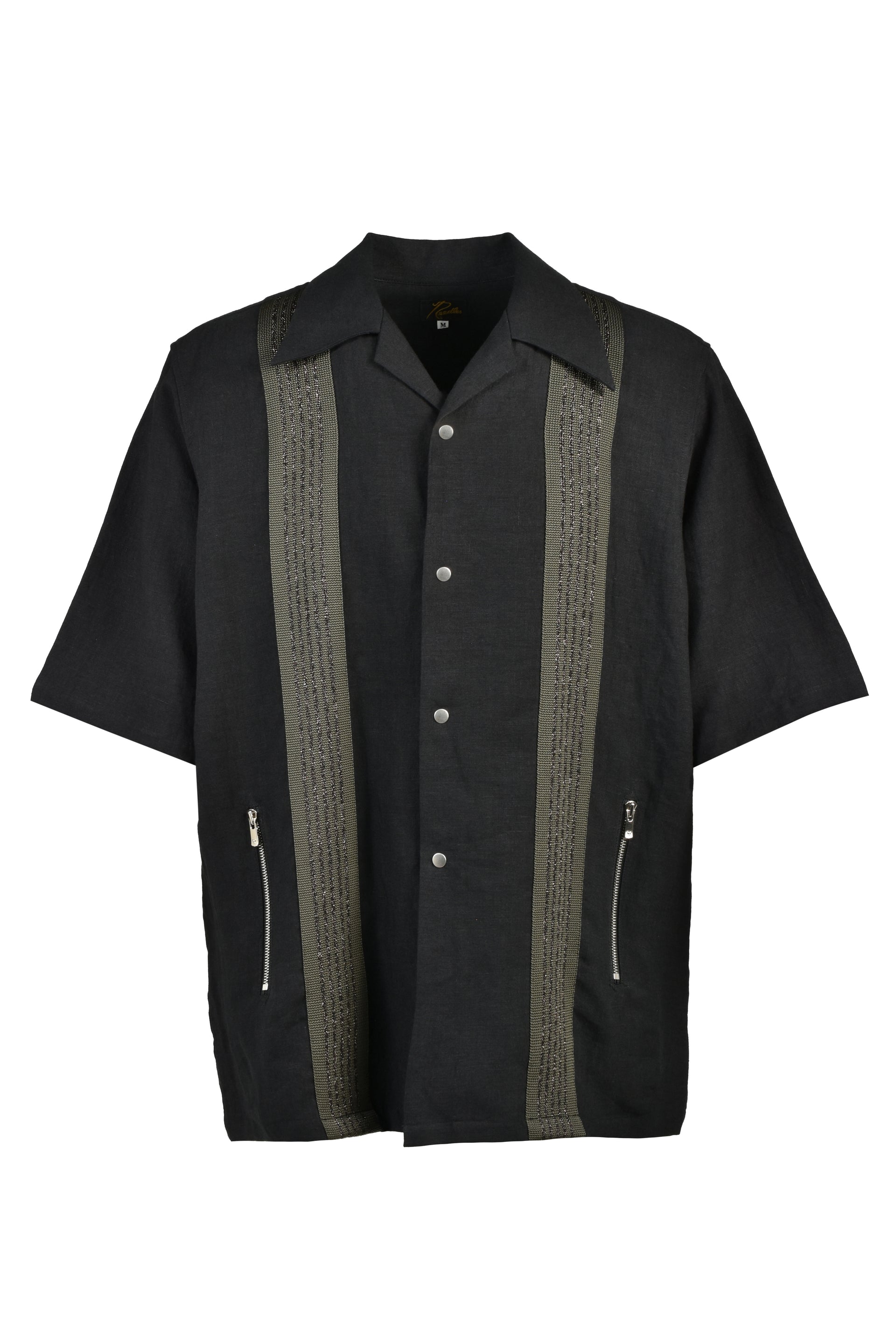 TRACK S/S OPEN COLLAR SHIRT - COTTON LINEN ( 20TH EXCLUSIVE) / BLK