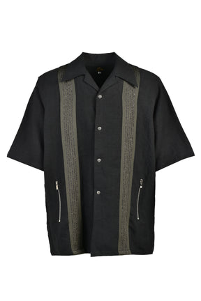 TRACK S/S OPEN COLLAR SHIRT - COTTON LINEN ( 20TH EXCLUSIVE) / BLK