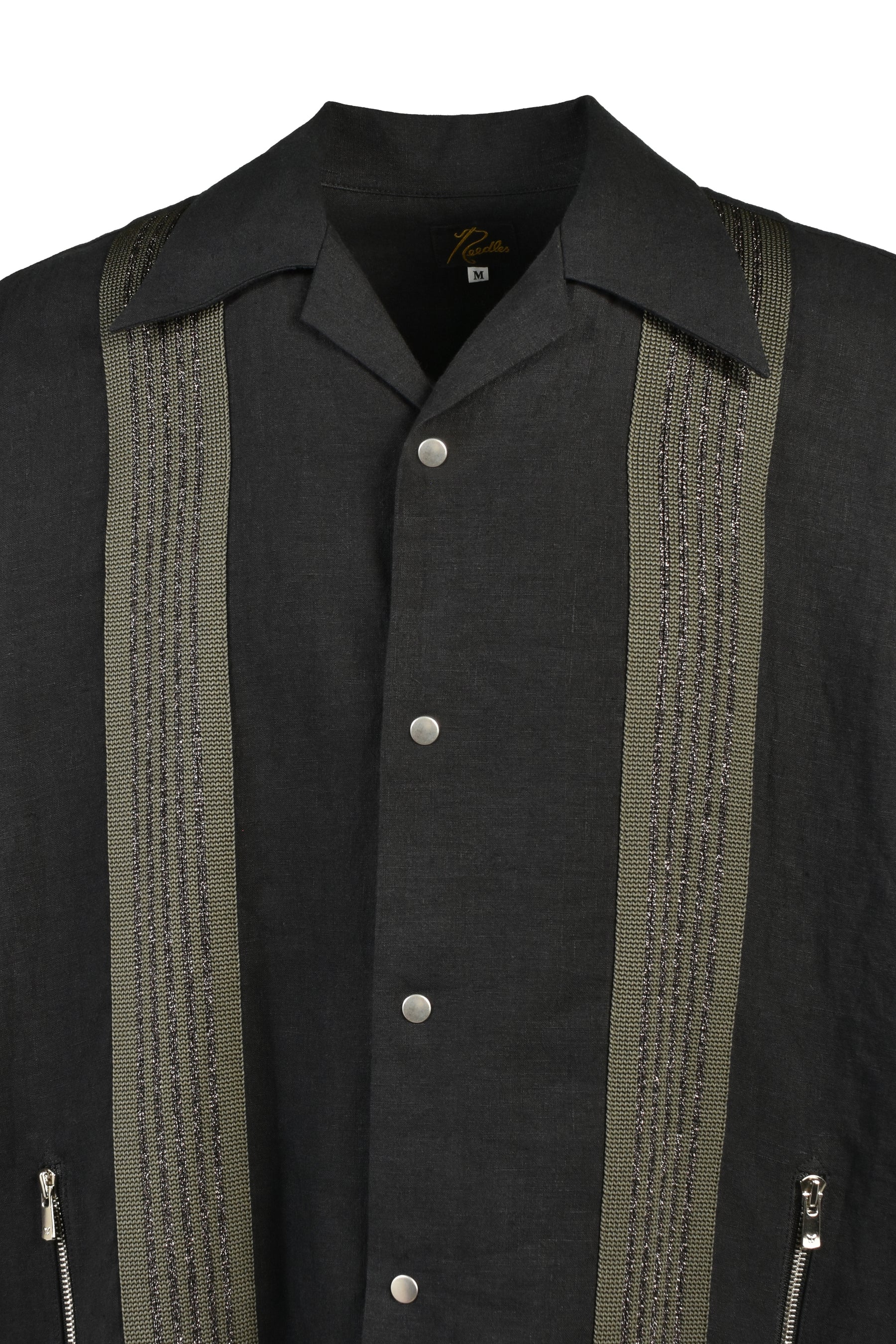 TRACK S/S OPEN COLLAR SHIRT - COTTON LINEN ( 20TH EXCLUSIVE) / BLK