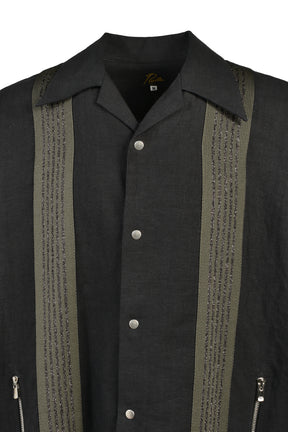 TRACK S/S OPEN COLLAR SHIRT - COTTON LINEN ( 20TH EXCLUSIVE) / BLK