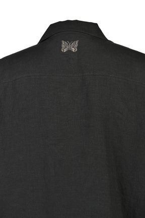 TRACK S/S OPEN COLLAR SHIRT - COTTON LINEN ( 20TH EXCLUSIVE) / BLK
