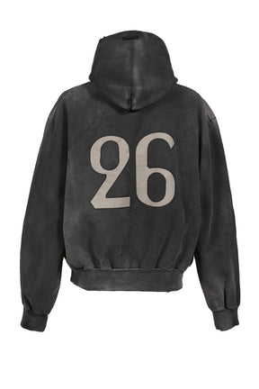 "26" CLASSIC FIT HALF RAGLAN HOODIE / OFF BLK