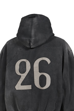 "26" CLASSIC FIT HALF RAGLAN HOODIE / OFF BLK