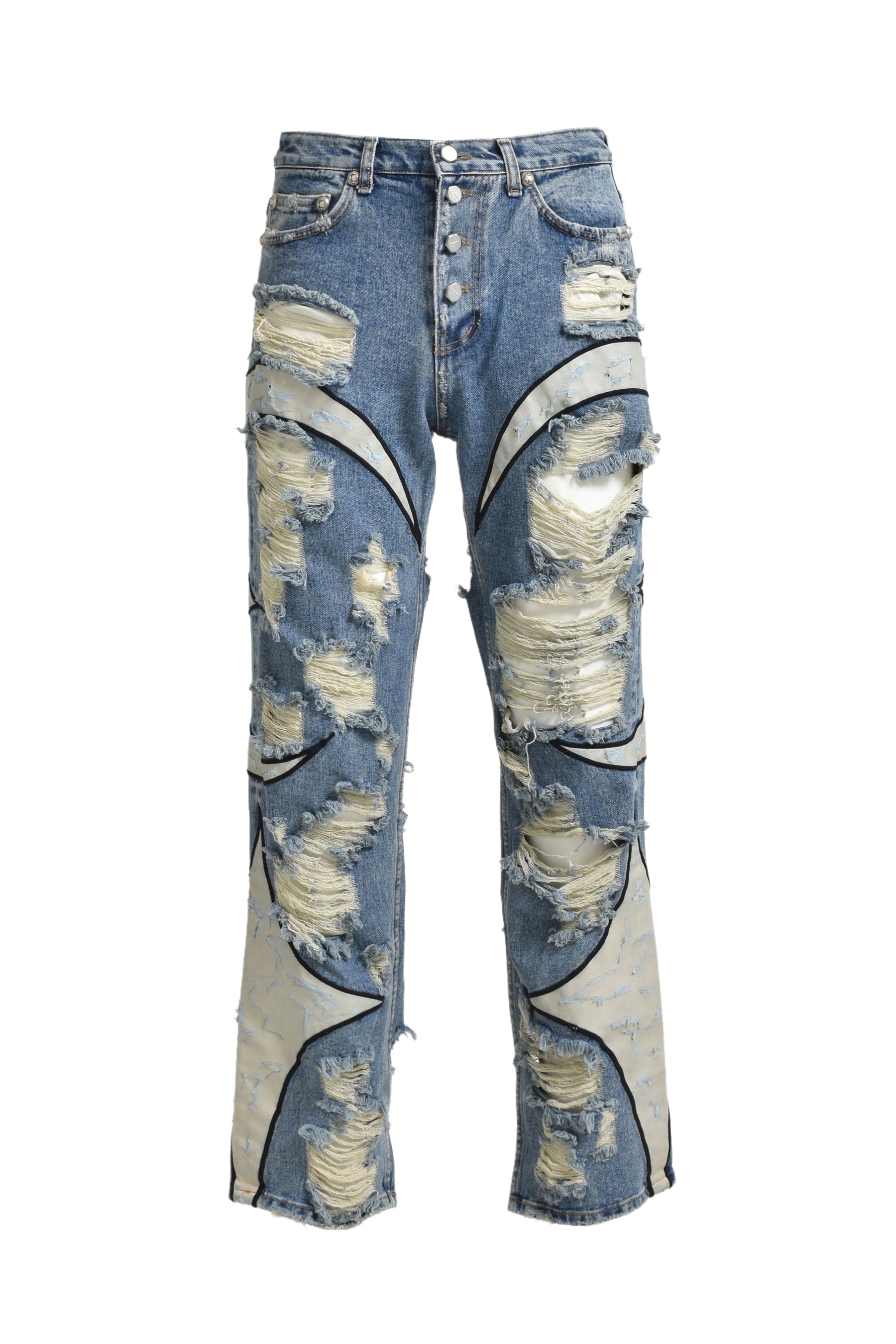 TC LEATHER DAMAGE DENIM / BLU