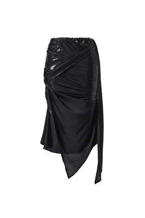 REGENERATED JERSEY DRAPPED DRAPED SKIRT / BK99 BLK