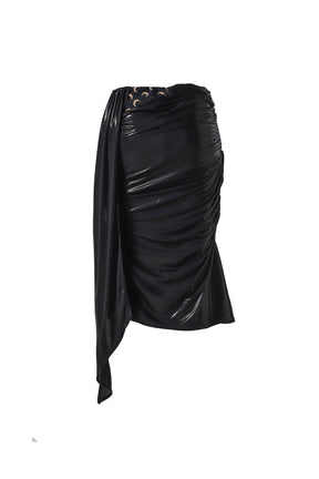 REGENERATED JERSEY DRAPPED DRAPED SKIRT / BK99 BLK