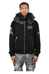 FUR ZIP HOODIE / BLK