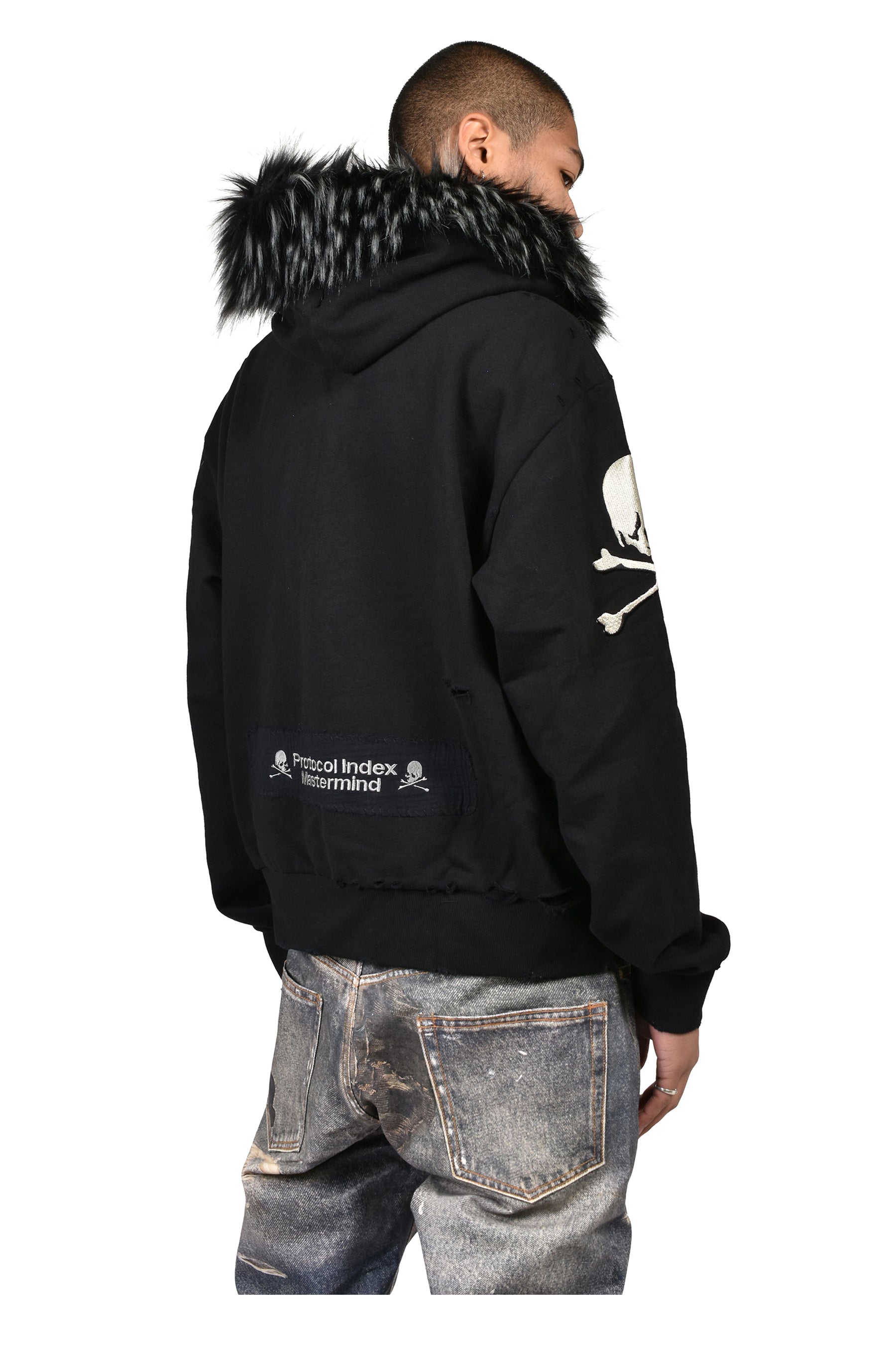 FUR ZIP HOODIE / BLK