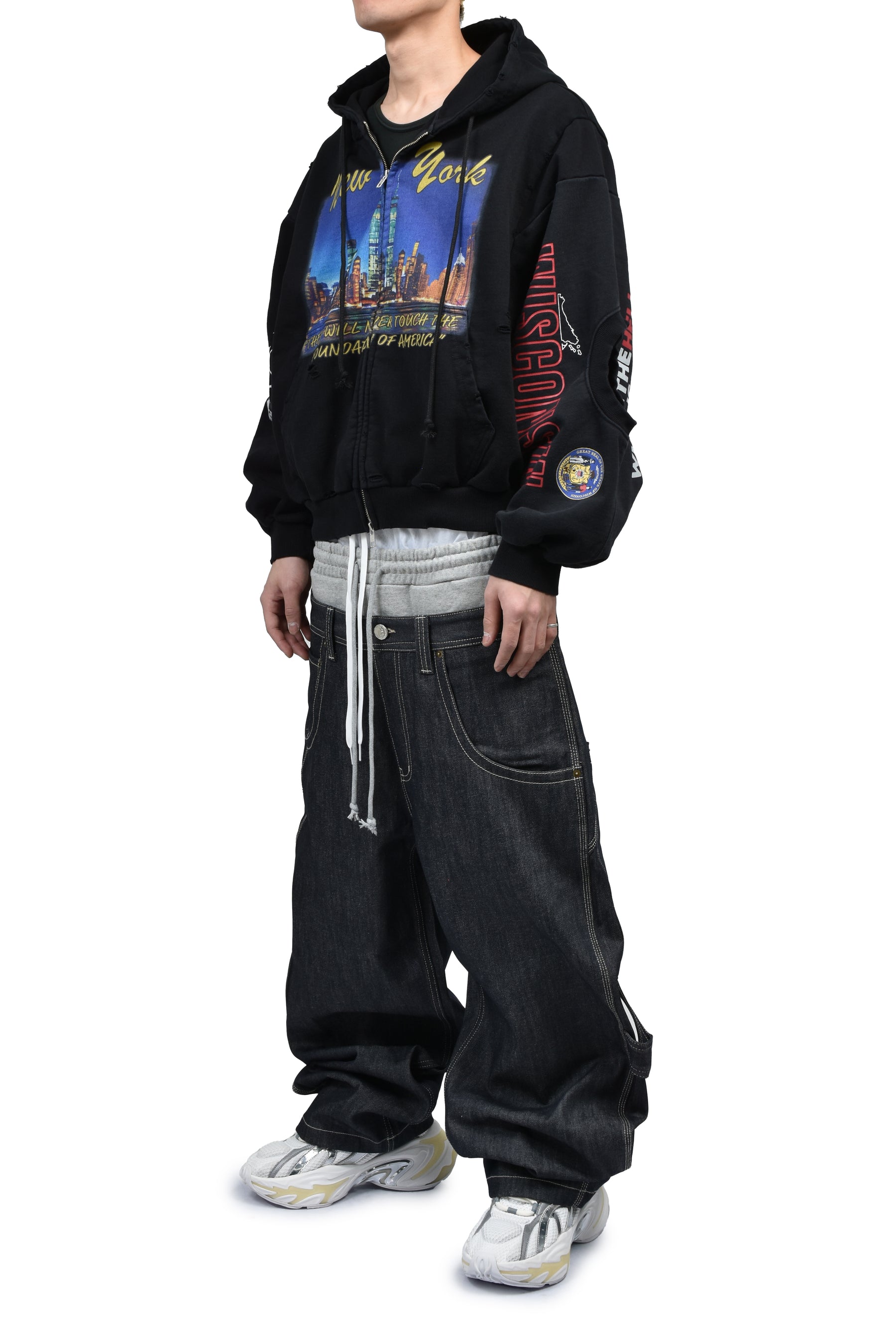 Protocol Index Protocol Index SS26 3 LAYERED DENIM PANTS / IND BLU