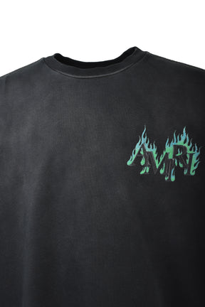 CRYSTAL AMIRI FLAMES OS TEE / BLK