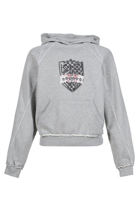 GRAY MARL ECSTASY PIPED HOODIE / GRY