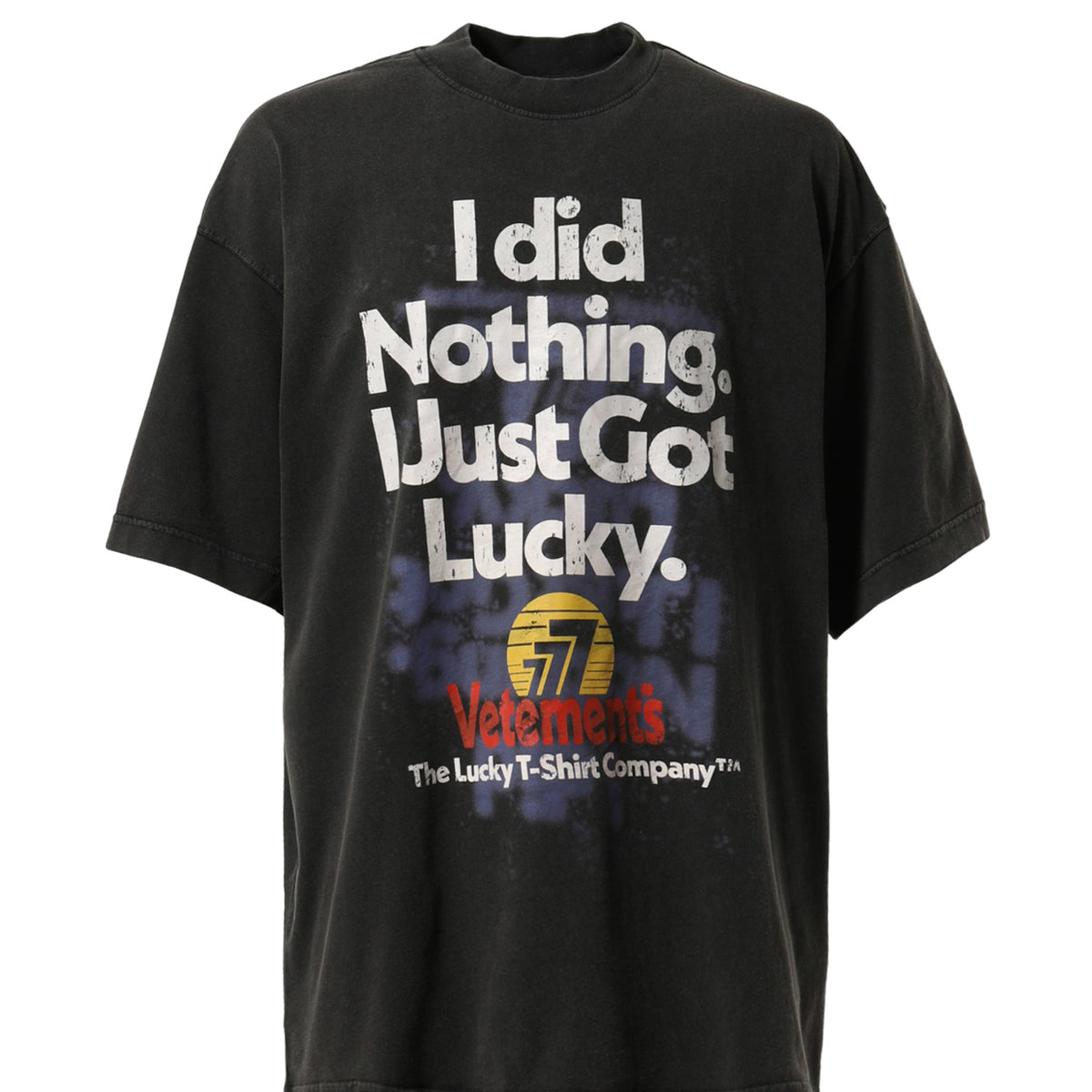 VETEMENTS ヴェトモン FW23 I GOT LUCKY T-SHIRT / WASHED BLK -NUBIAN