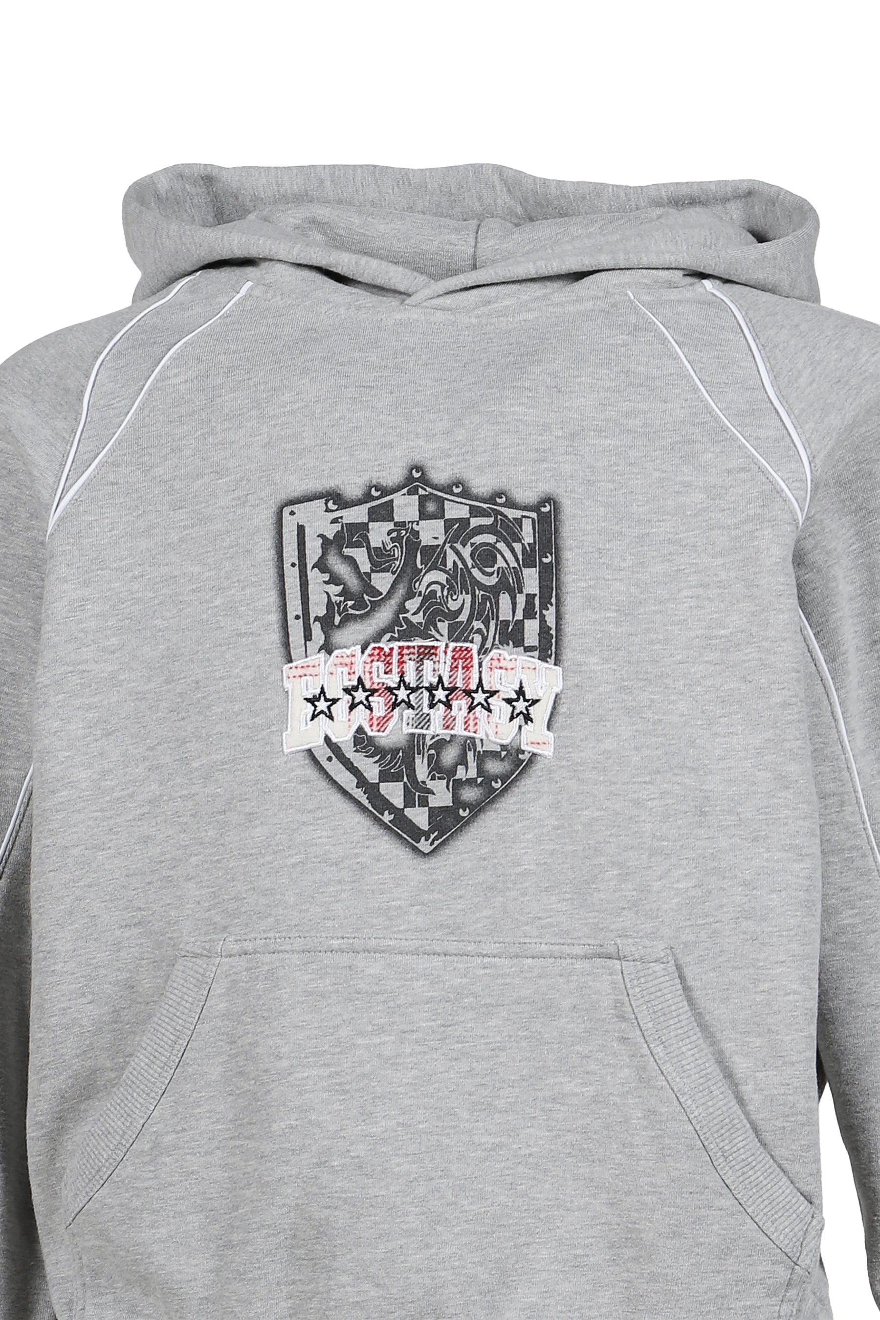 GRAY MARL ECSTASY PIPED HOODIE / GRY