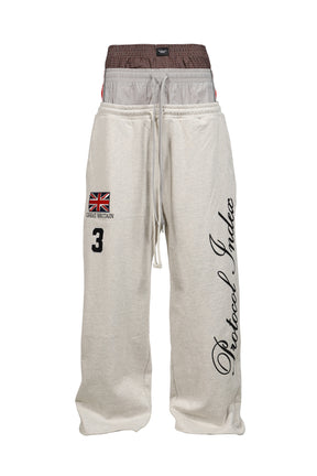 3 LAYERED SWEAT PANTS / WHT MELANGE