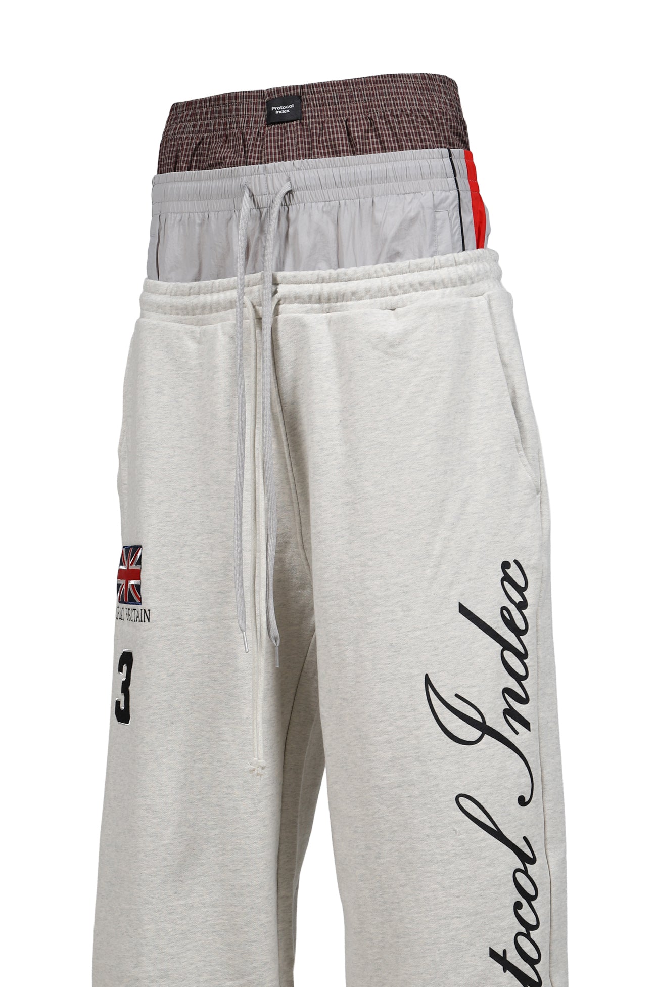 3 LAYERED SWEAT PANTS / WHT MELANGE
