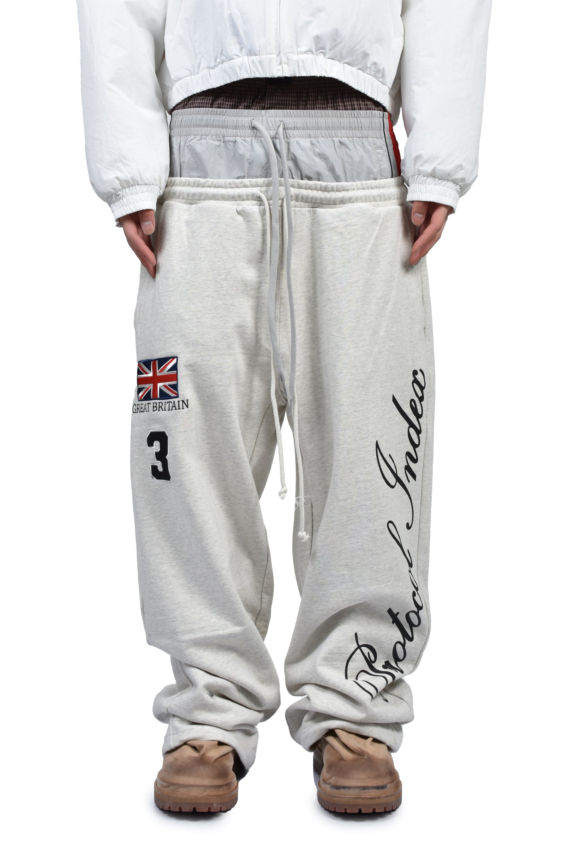 3 LAYERED SWEAT PANTS / WHT MELANGE