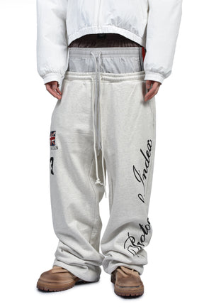 3 LAYERED SWEAT PANTS / WHT MELANGE
