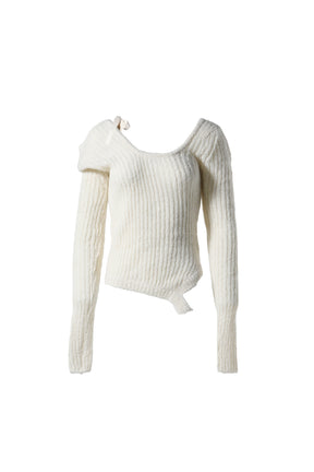 ISA ASYMMETRICAL KNIT TOP / WHT