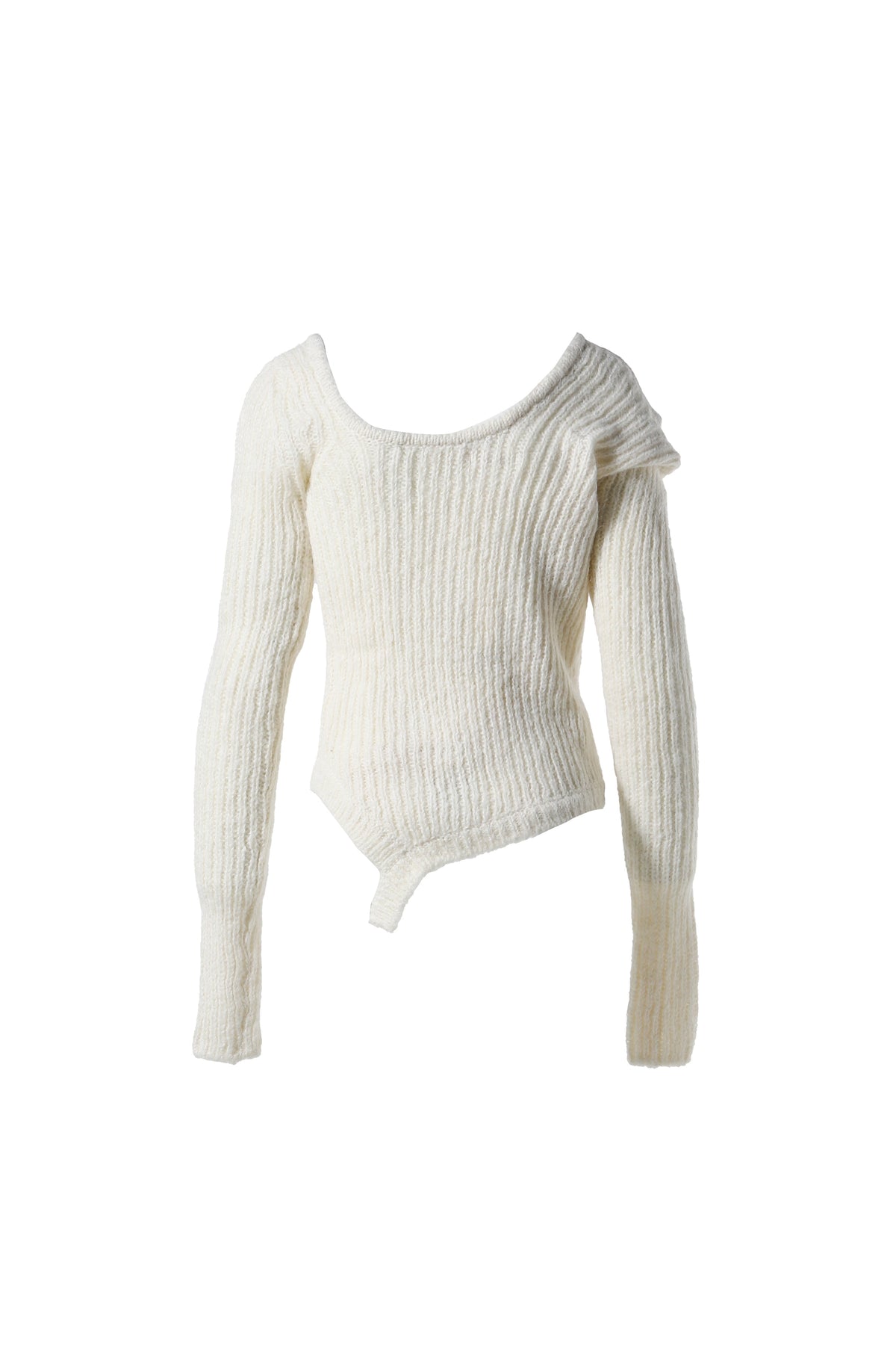 ISA ASYMMETRICAL KNIT TOP / WHT