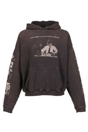 HEAD AGAINST THE BARS HOODIE / WASHED BLK