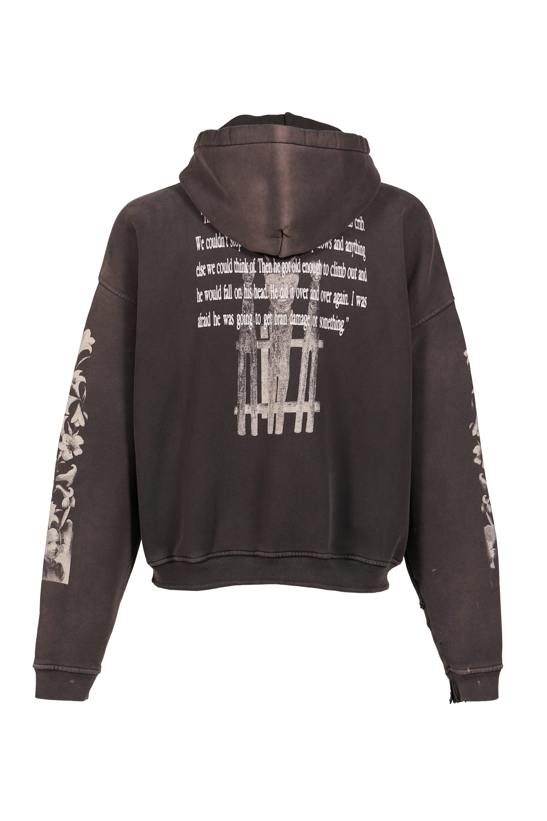 HEAD AGAINST THE BARS HOODIE / WASHED BLK